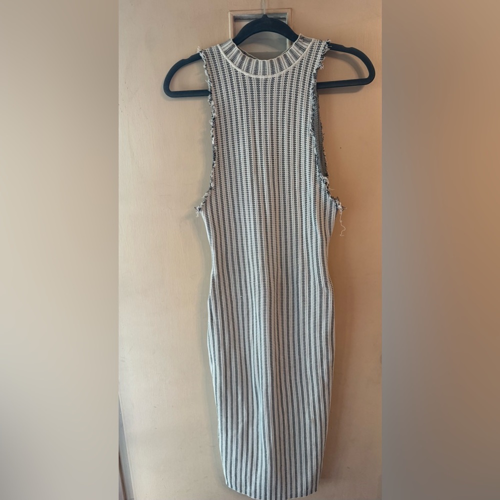 Reiss Monochrome Textured Sleeveless dress